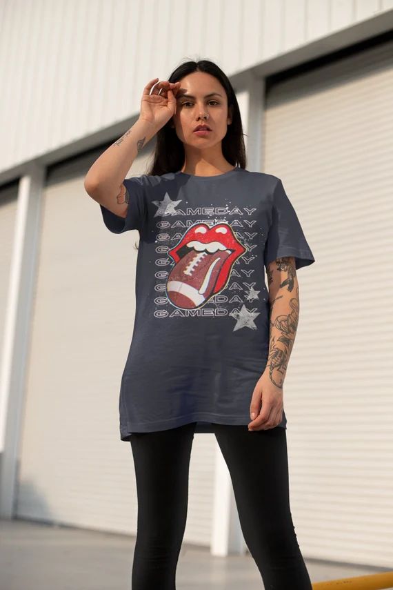 Cute Trendy Gameday Shirt / Football T-shirt / Rolling Stones - Etsy | Etsy (US)