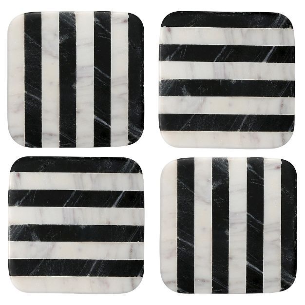 Thirstystone Marble Coasters Set of 4 - Black/White | Target