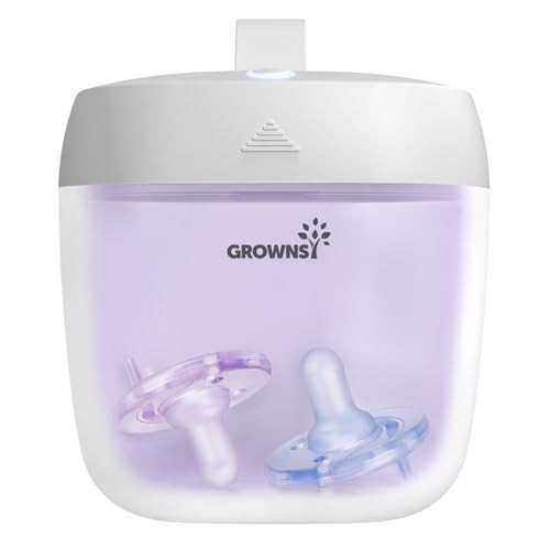 GROWNSY Pacifier Sanitizer Portable, UV Light Sanitizer on The Go for Baby, USB Charging Sanitizer Case, Mini Pacifier Sanitizer 99.99% Cleaned in 59 Seconds (White) | Amazon (US)