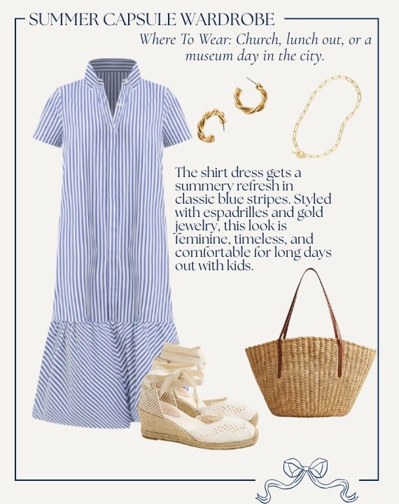 Summer Capsule Wardrobe // STRIPED BLUE AND WHITE DRESS & ESPADRILLES DATE NIGHT LOOK // The shirt dress gets a summery refresh in classic blue stripes. Styled with espadrilles and gold jewelry, this look is feminine, timeless, and comfortable for long days out with kids.


#LTKSeasonal #LTKStyleTip
