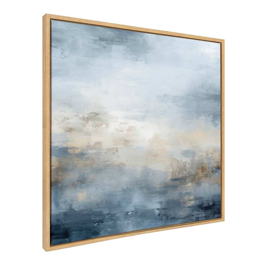 Kate and Laurel Sylvie Tonal Abstract Oceanic Nautical Serenity Blue Framed Canvas Wall Art by Th... | Amazon (US)