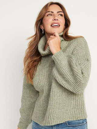Mélange Shaker-Stitch Turtleneck Sweater for Women | Old Navy (US)