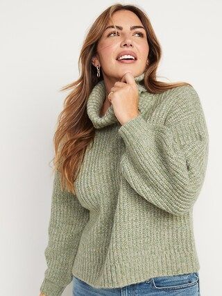 M&#xE9;lange Shaker-Stitch Turtleneck Sweater for Women | Old Navy (US)