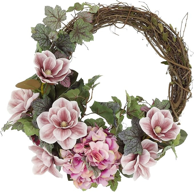 Creative Displays, 22'' Wreath Arranged Begonia, Magnolia and Hydrangea, Made in USA for Home or ... | Amazon (US)