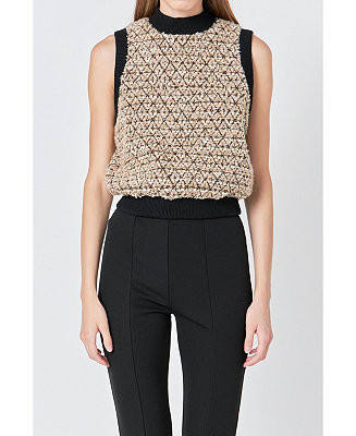 endless rose Women's Sequins Tweed Vest - Macy's | Macy's