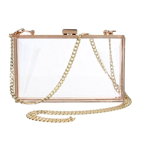 Women Cute Clear Acrylic Box Clutch Bag Transparent Approved Crossbody Purse Evening Bag Shoulder Clutch (Clear) | Amazon (US)