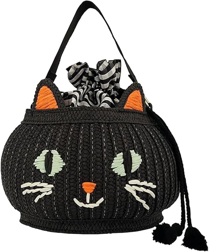 Meri Meri Trick Or Treat Cat Basket Bag (Pack of 1) Black Cat Halloween Treat Bag (Pack of 1), St... | Amazon (US)