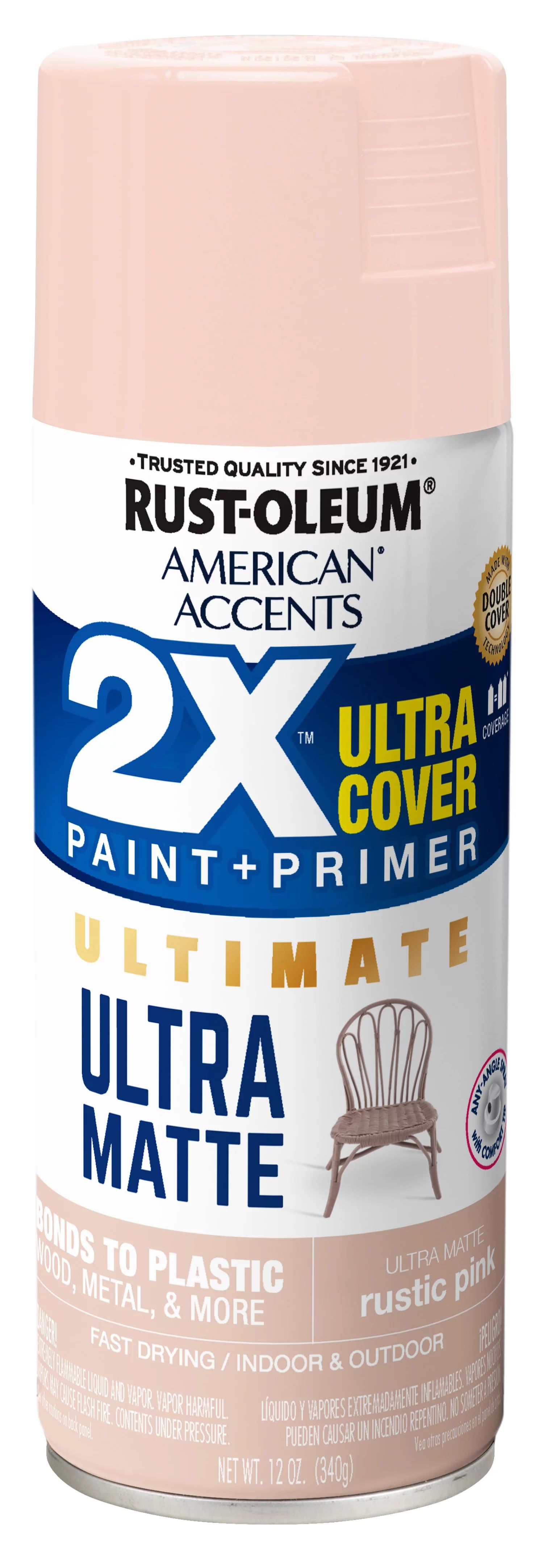 Rust-Oleum Rustic Pink American Accents 2X Ultra Cover Ultra Matte Spray Paint, 12 oz | Walmart (US)