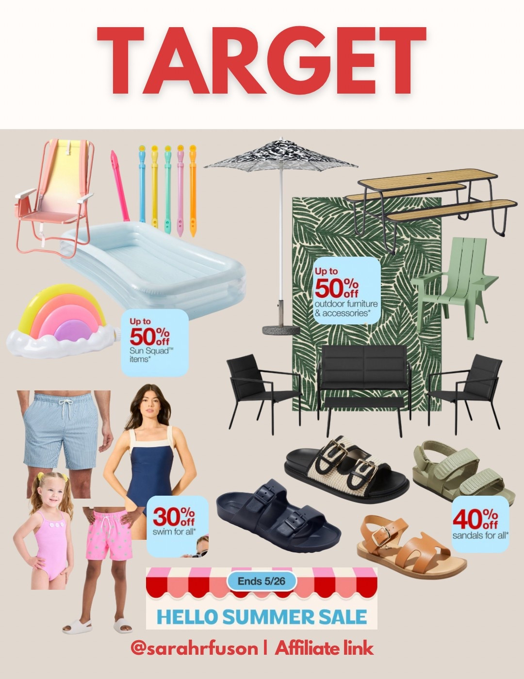 Hello Summer Sale! 
•••
Target Summer | Summer essentials | patio furniture | summer fun | kids summer fun | family swim | swimwear | sandals for the family

#LTKKids #LTKMens #LTKSummerEdit