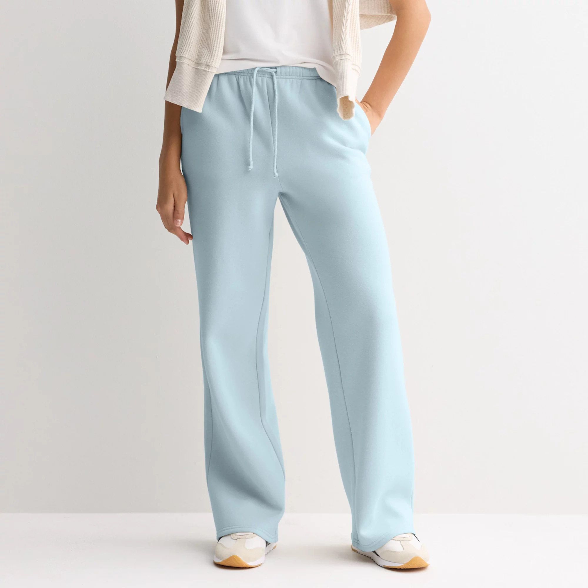 Juniors' Pink Republic Tie Waist Fleece Wide Leg Pants | Kohl's