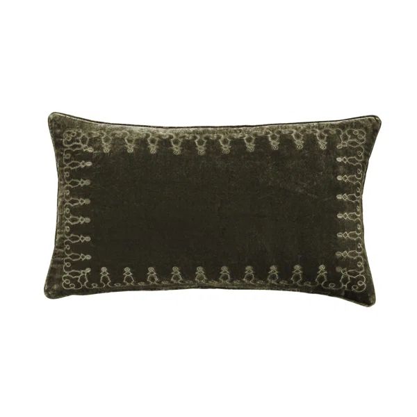 Annita Faux Silk Velvet Embroidered Romantic Western 14x24 inch Lumbar Pillow | Wayfair North America