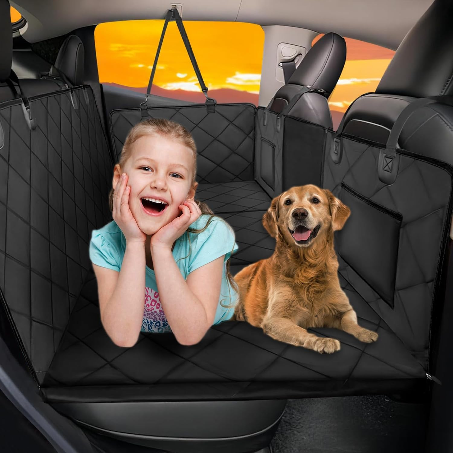 Back Seat Extender for Dogs-Large Space, Dog Car Seat Cover Hard Bottom Holds 420lbs, Sturdy Back... | Amazon (US)