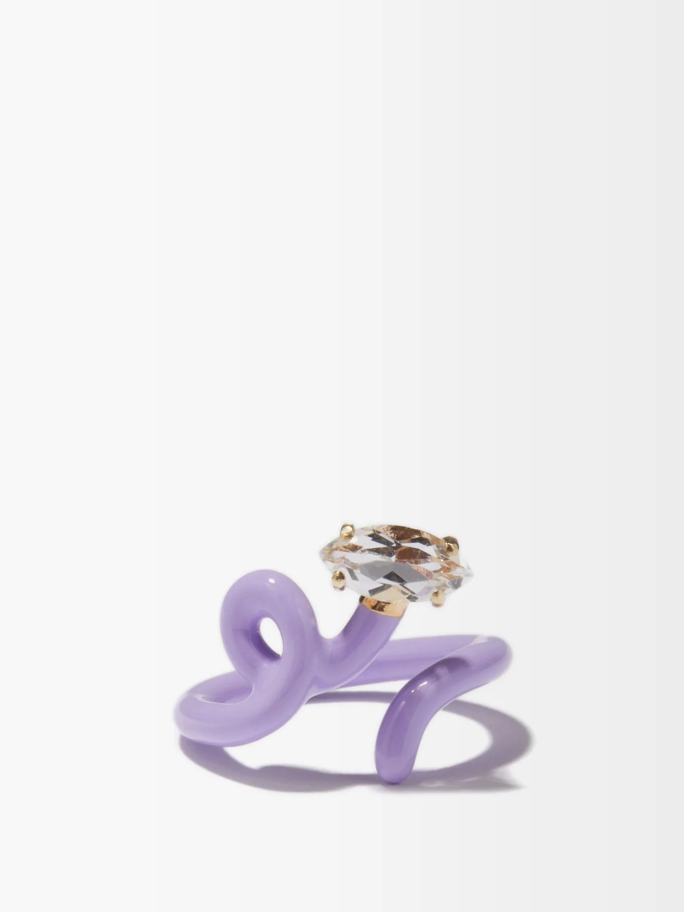 Baby Vine crystal, enamel & 9kt gold pinky ring | Bea Bongiasca | Matches (US)