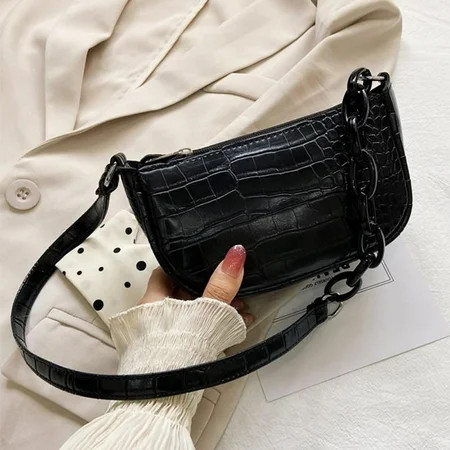Maynos Sweet Lady New fashion Street Style Imitation Crocodile Leather PU Mini Wild Shoulder Baguett | Walmart (US)