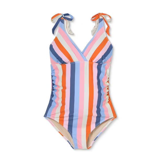 V-Neck with Tie-Strap One Piece Maternity Swimsuit - Isabel Maternity by Ingrid & Isabel™ Strip... | Target