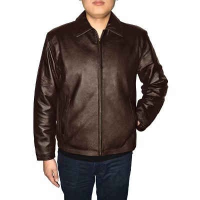Men's Genuine Leather Straight Jacket Brown XXL | Target