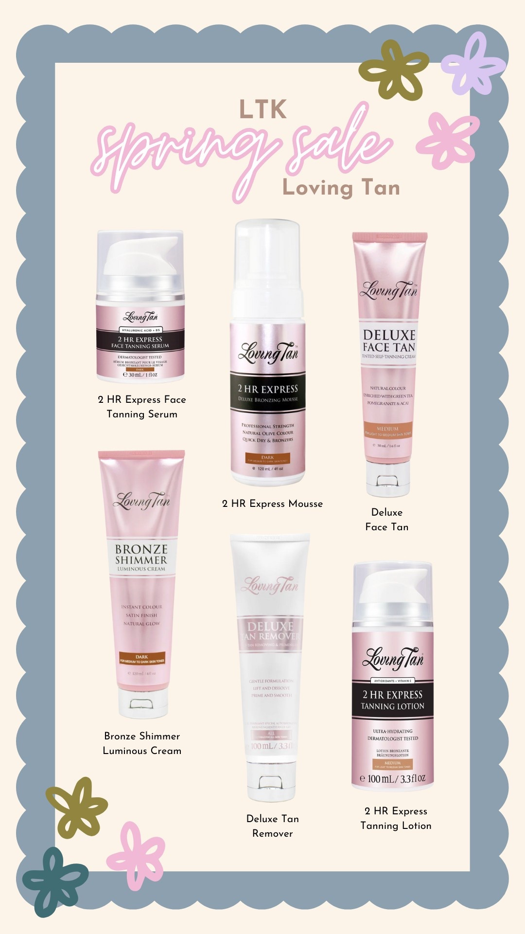 Loving Tan has some of the very best self tanners on the market! Shop below to take 15% off your order! 


Women’s beauty, mom beauty, summer beauty, affordable beauty 

#LTKBeauty #LTKSaleAlert #LTKSpringSale