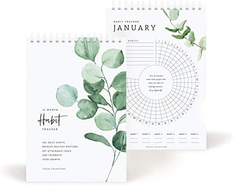 Bliss Collections Habit Tracker Calendar Notepad, Spiral Bound Greenery Floral Journal to track p... | Amazon (US)