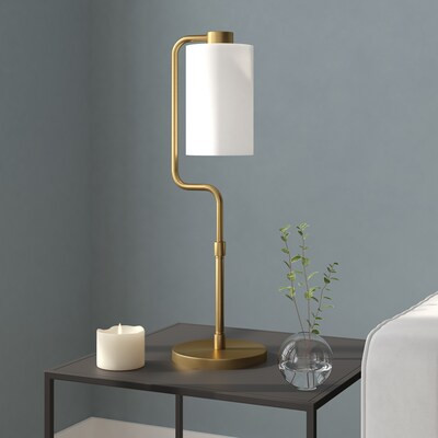 Hailey Home Rotolo 24-in Brass On/Off Switch Table Lamp with Linen Shade | Lowe's