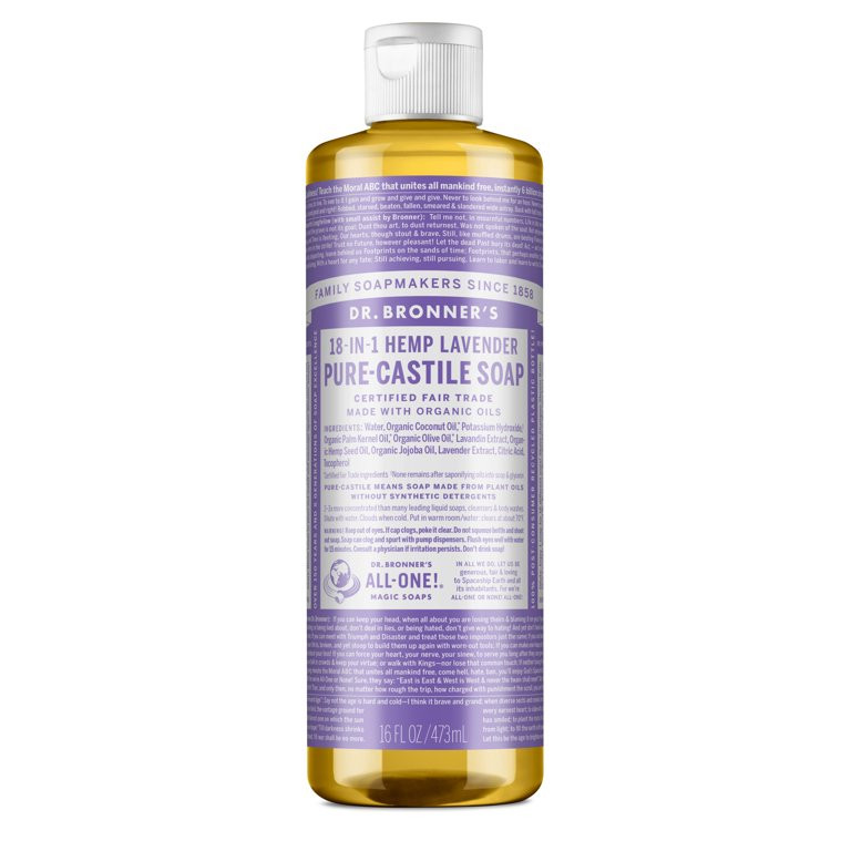Dr. Bronner's Pure Castile Liquid Soap Lavender 16 oz - Walmart.com | Walmart (US)