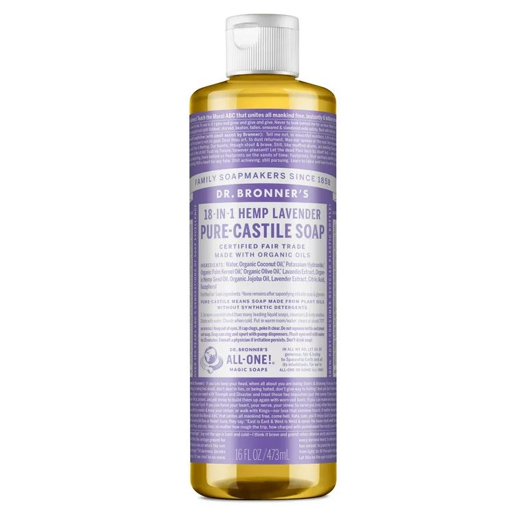 Dr. Bronner's Pure-Castile Liquid Soap – Lavender – 16 oz | Walmart (US)