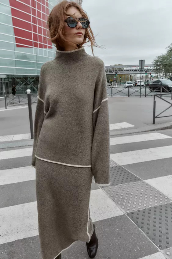 CONTRAST PIPING KNIT SWEATER | Zara US