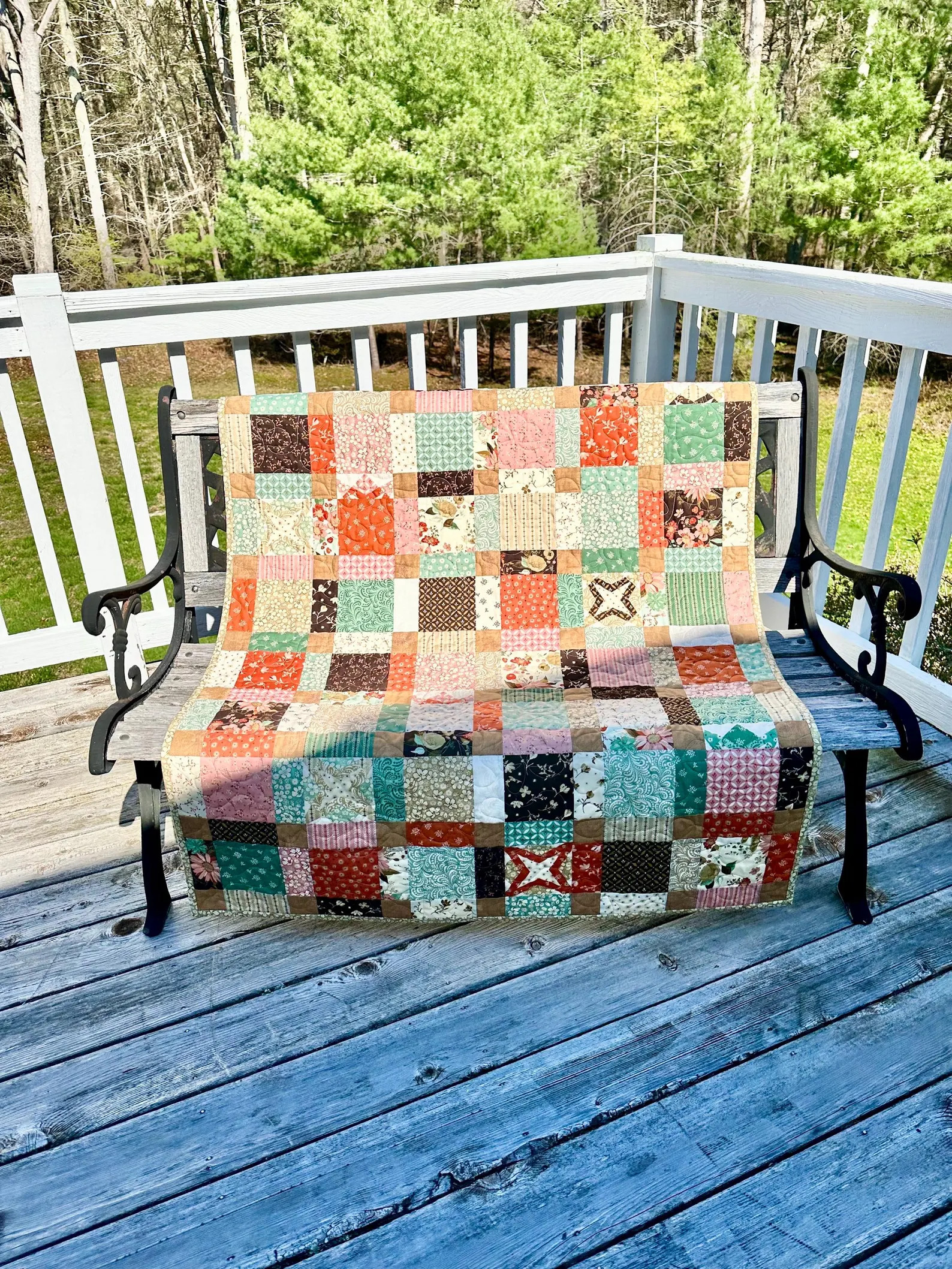 Handmade Patchwork Quilt: Antique One Patch in Morning Latte | Etsy (Global)