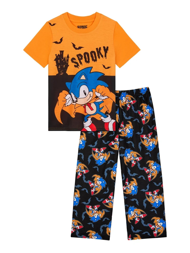 Sonic Boys Halloween Short Sleeve Sleep Top and Pants Pajama Set, 2-Piece, Sizes 4-12 | Walmart (US)