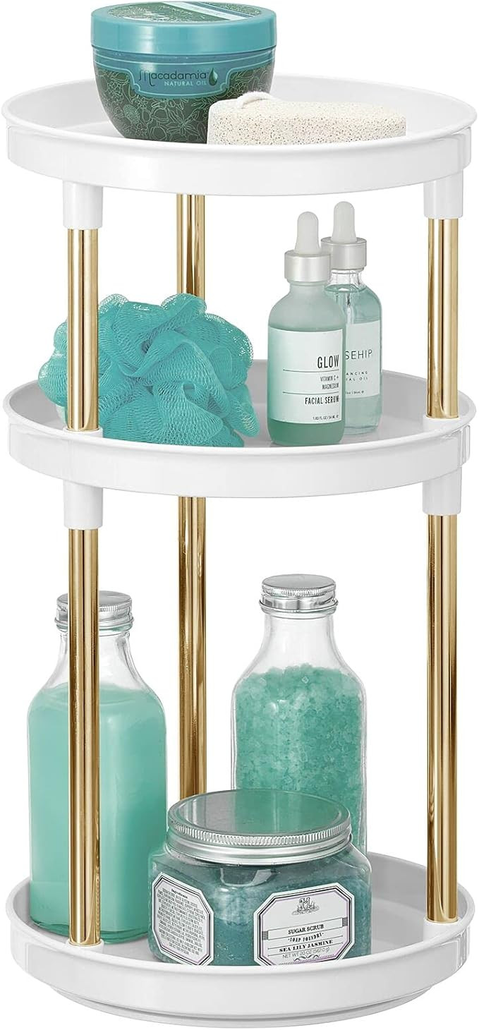mDesign Spinning Tall 3-Tier Lazy Susan Makeup Turntable Storage Center Tray - Rotating Organizer... | Amazon (US)