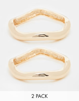 ASOS DESIGN pack of 2 cuff bracelets with wave design in gold tone | ASOS | ASOS (Global)
