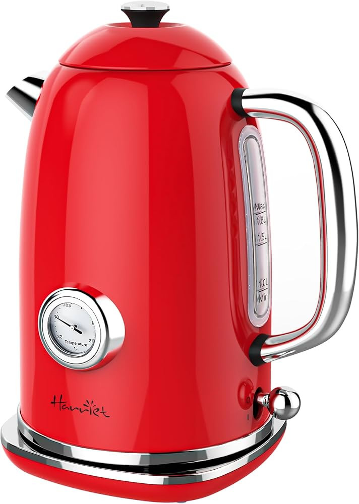 Harriet Electric Kettle, 1.8L Retro Electric Tea Kettle with Thermometer, 1500W Stainless Steel H... | Amazon (US)