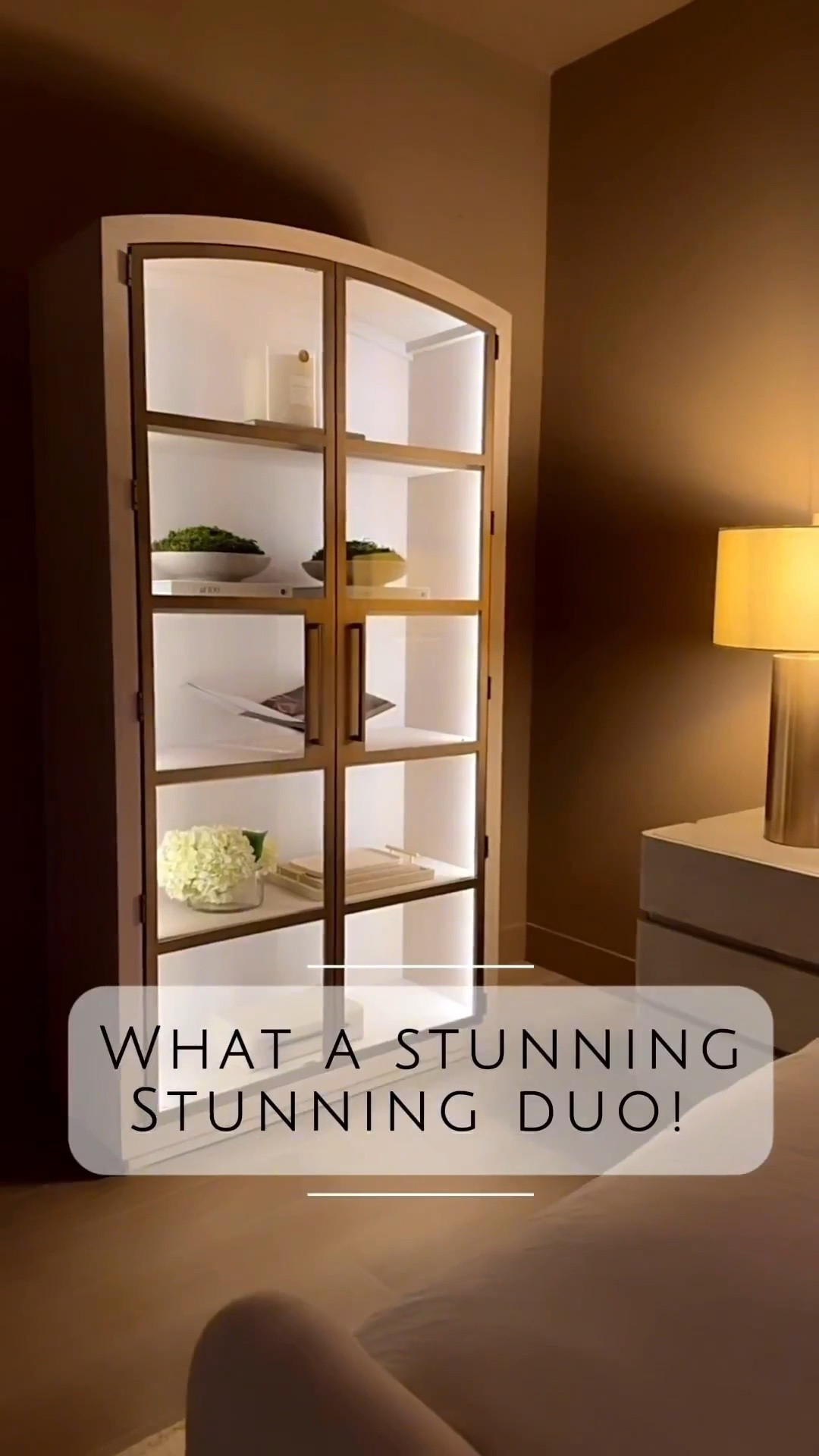 My new @Wayfair arrivals are so gorgeous! 🤍 This hutch is absolutely stunning!! The metal + glass doors, the adjustable lighting… it just elevates everything. I love that it works in a living room, bedroom, or even a dining space. My hallway needed a little love (it was giving… dark and long 😅), so I added oversized mirrors and four chandeliers down the hall to bring in light and that designer feel ✨ such a simple change but it made the biggest difference. 

—
modern home decor oversized mirrors hallway lighting large modern chandeliers Wayfair home decor arched hutch with lighting

#LTKU #LTKHome #LTKdayinmylife