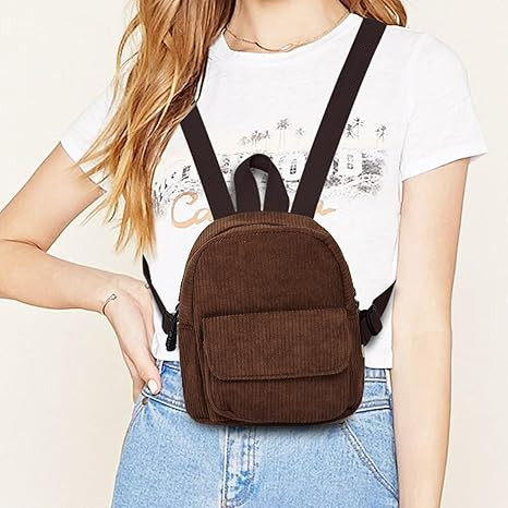 Mini Women's Backpacks, Corduroy Stylish Women Backpack for Dating, Traveling, Camping, Working, ... | Amazon (US)