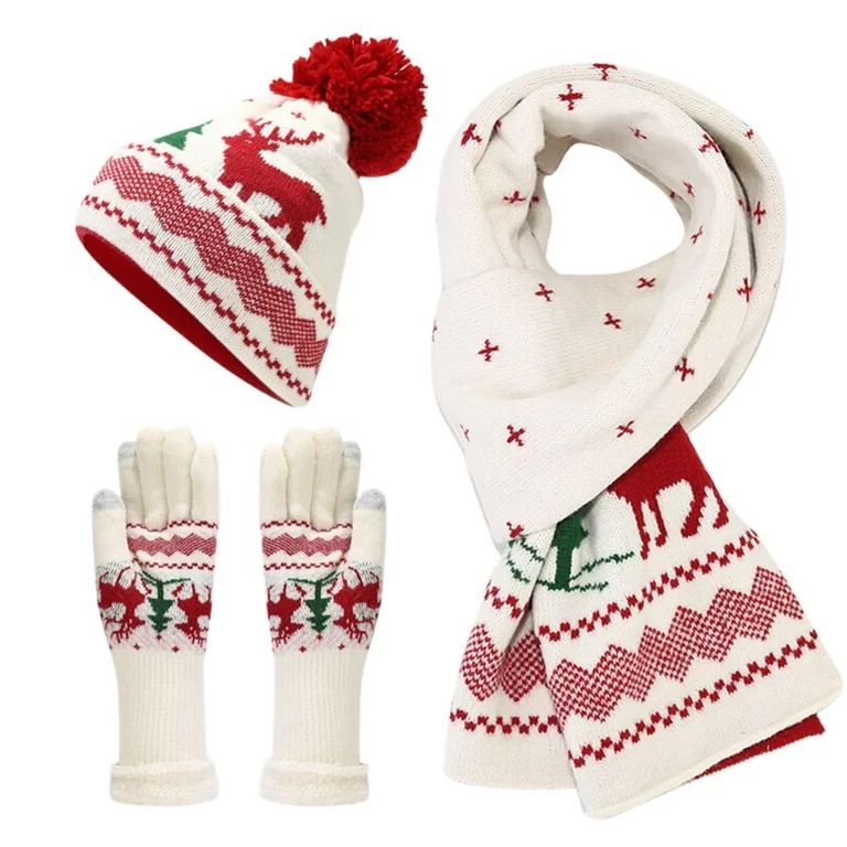 Miayilima Scarf Gloves Hat Set for Teen Girls Women&Men Autumn Winter Warm Wool Hat Scarf Gloves ... | Walmart (US)