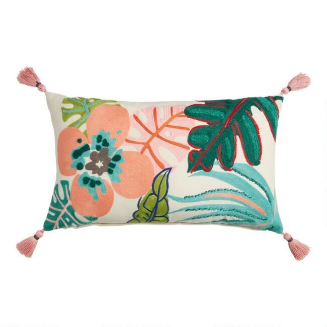Tropical Print Indoor Outdoor Lumbar Pillow | World Market