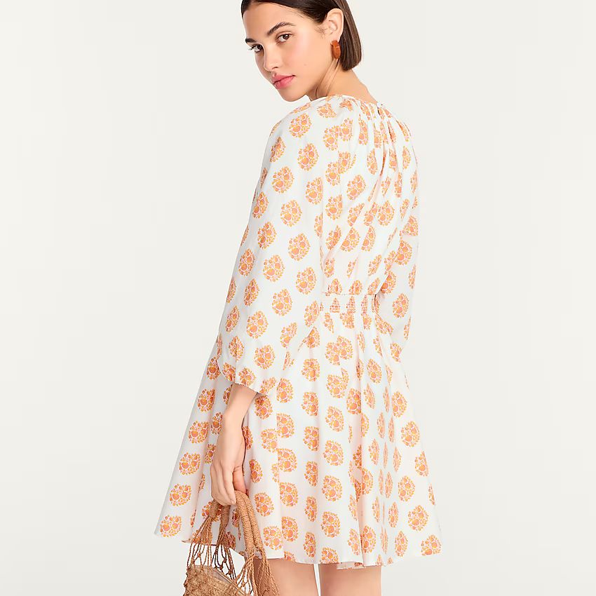 Smocked-waist mini dress in gathered floral block print | J.Crew US