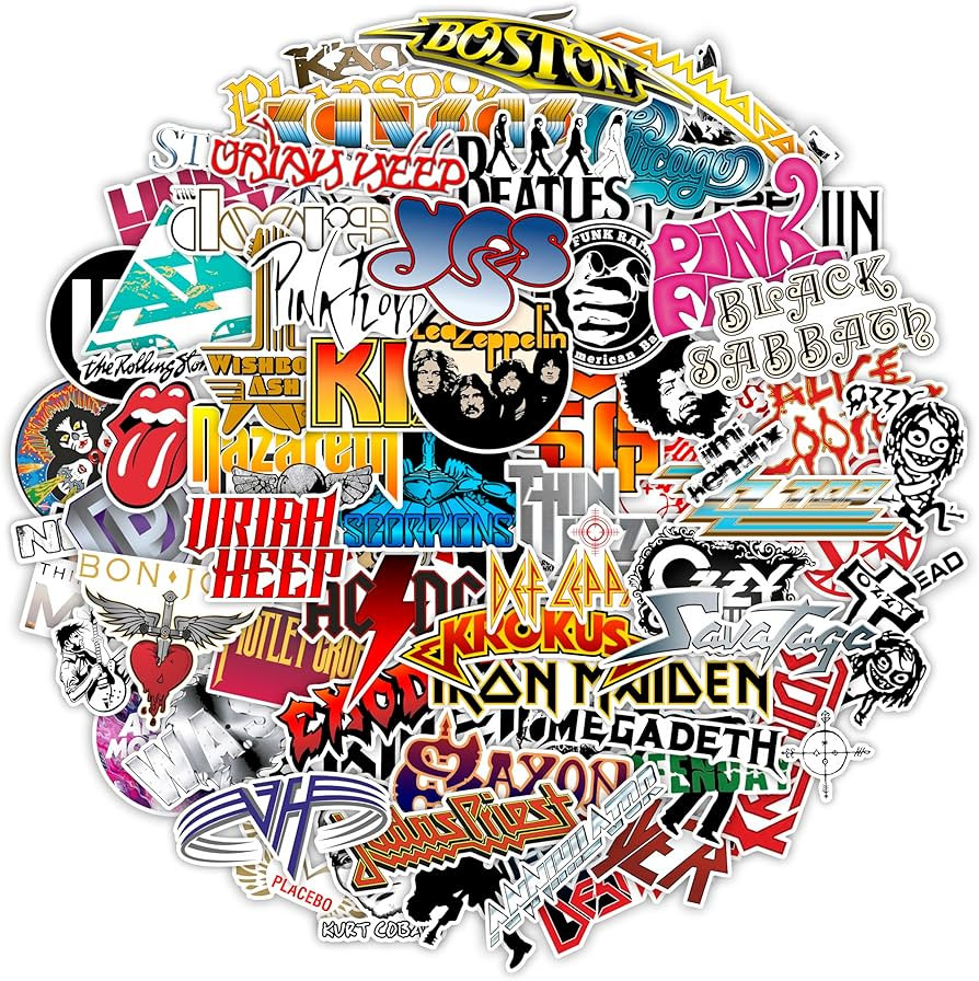 BulbaCraft 81Pcs Large Classic Rock Stickers, 50s 60s 70s Rock Stickers, Band Decals, Guitar Musi... | Amazon (US)