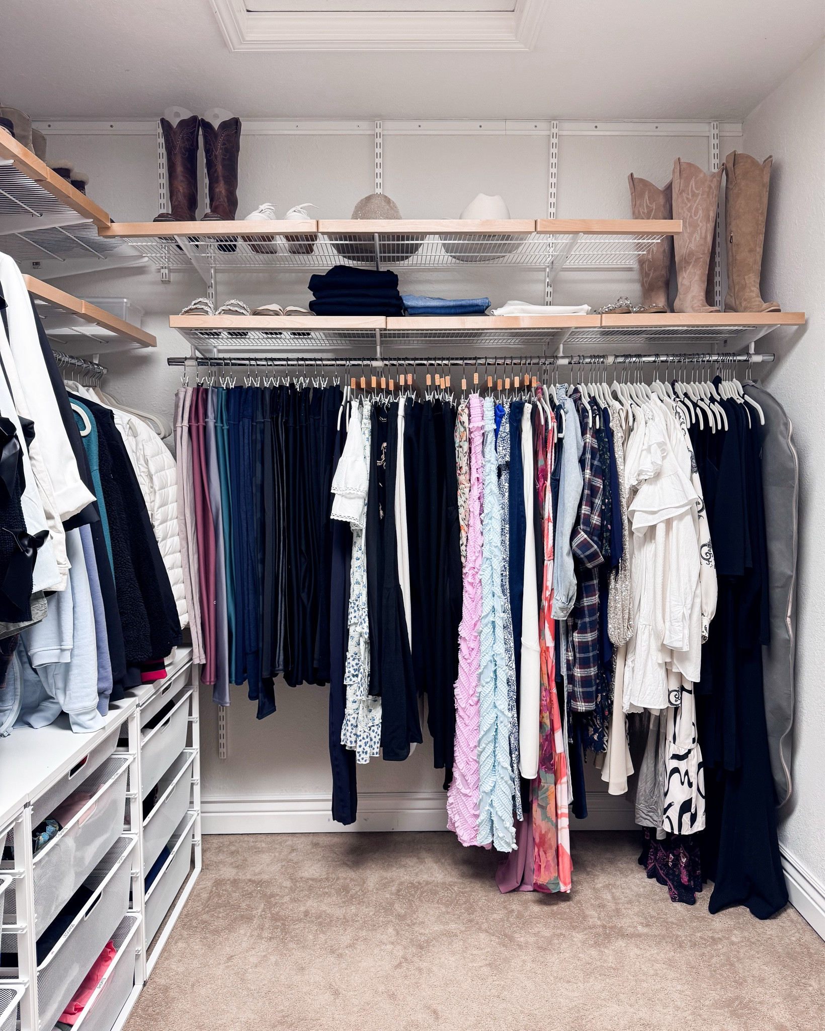 I am so happy I spent a couple hours in my own closet decluttering and space planning. My long hang section was out of control and I needed better hangers for my skirts, pants, strapless dresses, and  collection of leggings. You’ll notice that my boots were also flopped over on the floor. This is such a simple but huge improvement and I was so happy to walk into my closet today to get dressed!

#LTKHome #LTKStyleTip #LTKSeasonal