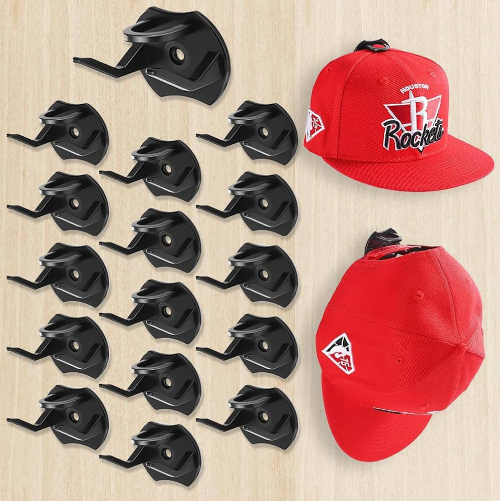 Amazon.com: Lrgkcne Adhesive Hat Rack for Wall Baseball Caps, 16 Pack Hooks for Hats, Strong Hold... | Amazon (US)