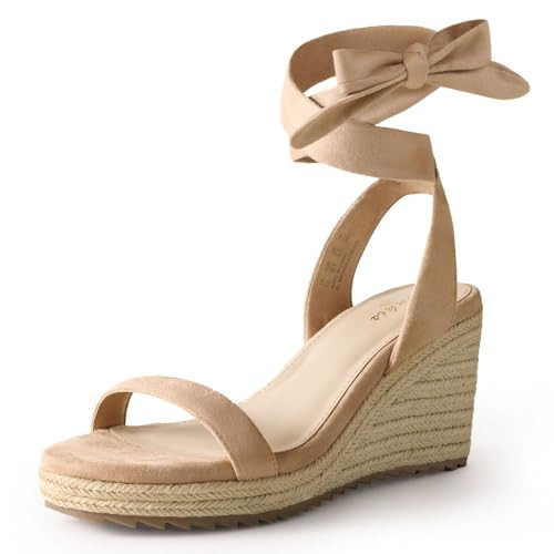 Ankis Women's Espadrilles Wedges Sandals Heels Open Toe Tie Lace Up Cute Ankle Strap Dressy Platform Wedges Sandals | Amazon (US)