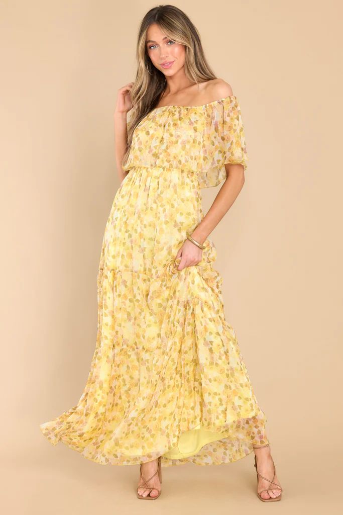 Washed Memories Sunshine Yellow Floral Print Maxi Dress | Red Dress 