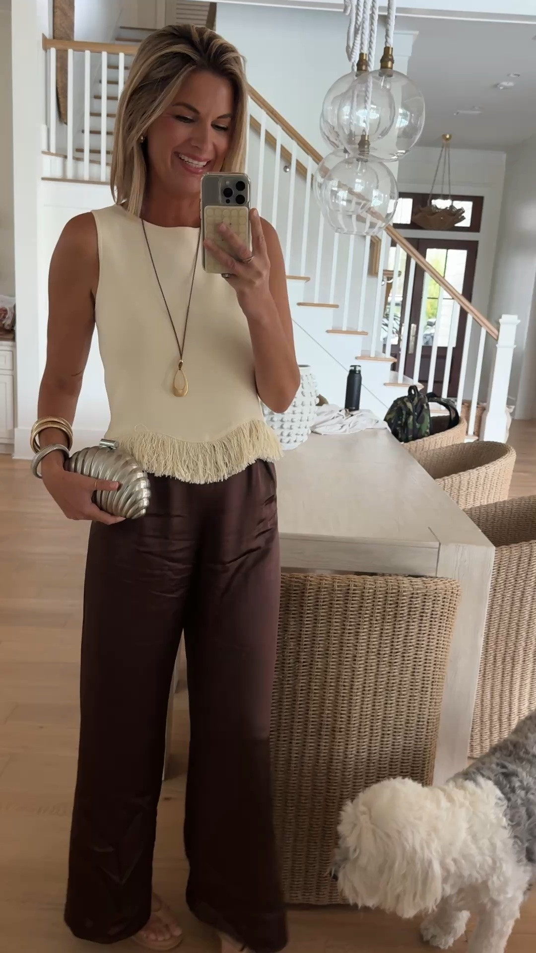 Date night outfit. Wearing small tall in the pants and small in the shirt.  Got stopped about both pieces!! Use code PINTERESTING15 on the shirt.

#LTKTall #LTKOver40 #LTKSaleAlert