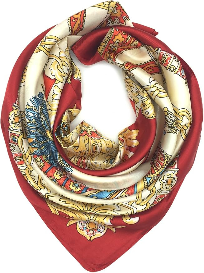 YOUR SMILE Silk Like Scarf Women's Fashion Pattern Large Square Satin Headscarf | Amazon (US)