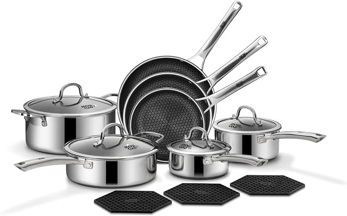 SNOWCLAD Pots and Pans Set Non Stick | Stainless Steel Kitchen Cookware | Amazon (US)