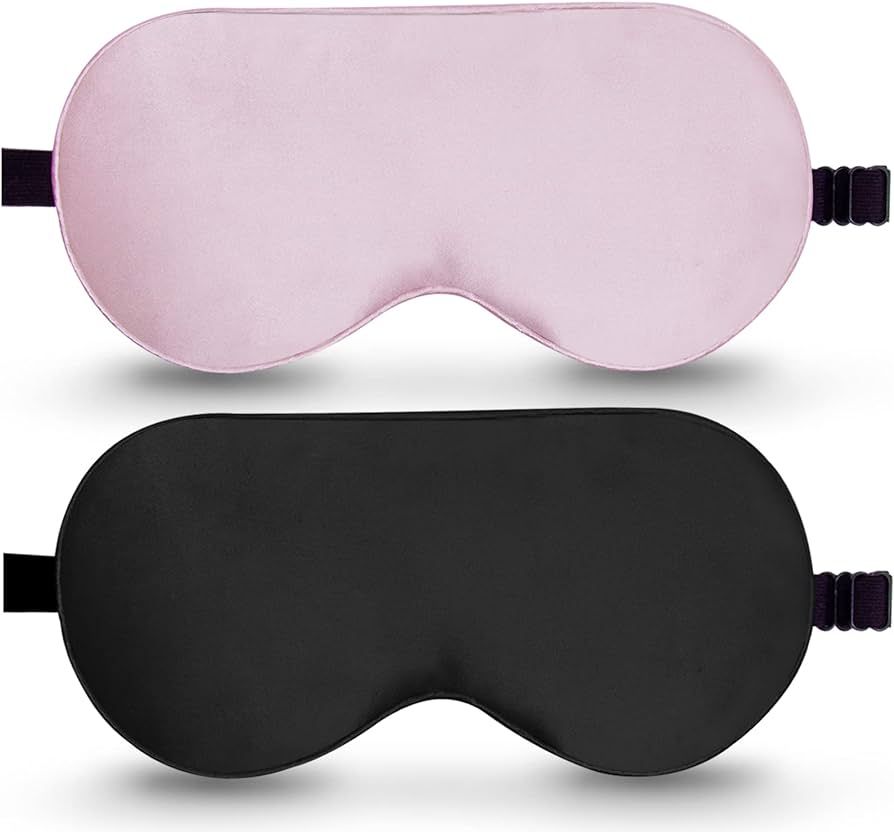 Sleep Mask, 2 Pack Both Sides 100% Real Natural Silk Masks with Adjustable Strap, Blackout Eye Co... | Amazon (US)