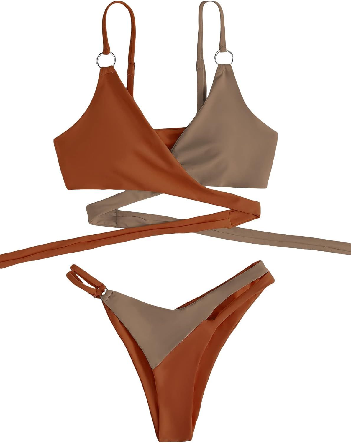 WDIRARA Women's Spaghetti Strap Triangle Bikini Bathing Suit 2 Piece Swimsuit | Amazon (US)