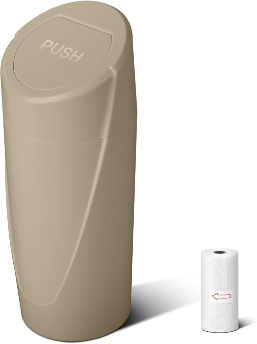 Car Trash Can Bin with Lid - Car Garbage Can Cup Holder - Beige Mini Leakproof Vehicle Trash Garb... | Amazon (US)