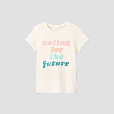 Women's Voting For The Future Short Sleeve Graphic T-Shirt - Light Beige | Target