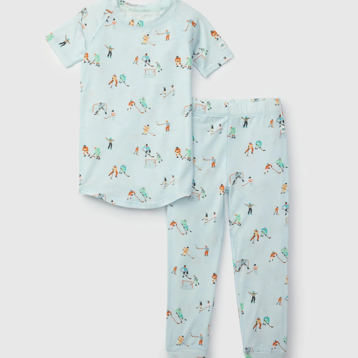 Short Sleeve Long Pants Pajama Set - Ice Hockey | Loulou Lollipop 
