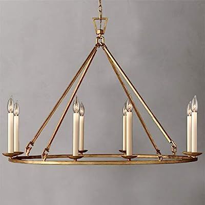 Lovedima Rustic Candle-Shaped 8-Light Metal Chandelier Lighting Antique Brass Round Chandelier Ce... | Amazon (US)